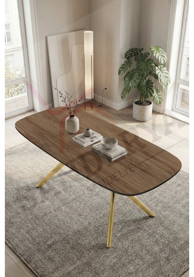 Sanderya Node Serisi Gold Ayaklı Ceviz 85x170 Mutfak Salon Masa Takımı 4 Sandalye Ceviz - Krem Sanderya Node Serisi Gold Ayaklı Ceviz 85x170 Mutfak Salon Masa Takımı 4 Sandalye Ceviz - Krem