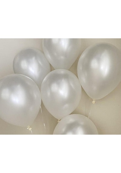 Beyaz Metalik Balon 10'Lu