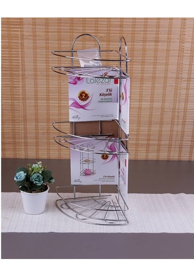 3 Katlı Krom Banyo Köşeliği Krom