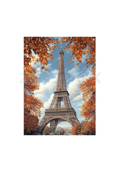 5d Elmas Boyama Kiti Eiffel Kulesi 30x40 Cm Sonbahar Manzarası & Altın Yapraklar,hobi