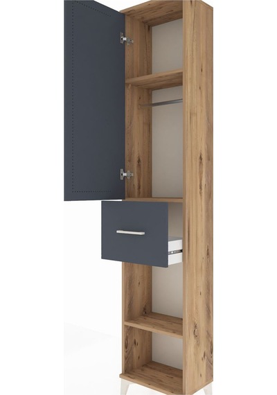 Arges Dolap 3 Raflı Tek Çekmeceli Tek Askılı 44x30x221 Çam-antrasit Atlas Çam Arges Dolap 3 Raflı Tek Çekmeceli Tek Askılı 44x30x221 Çam-antrasit Atlas Çam