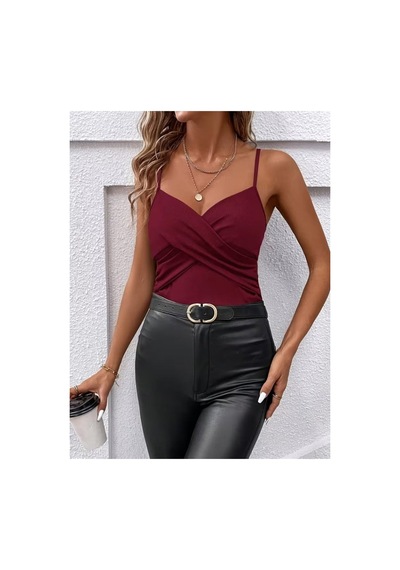 Butik İstanbul Kadın Ip Askılı Önden Çapraz Detaylı Ithal Krep Bluz Kırmızı Butik İstanbul Kadın Ip Askılı Önden Çapraz Detaylı Ithal Krep Bluz Kırmızı