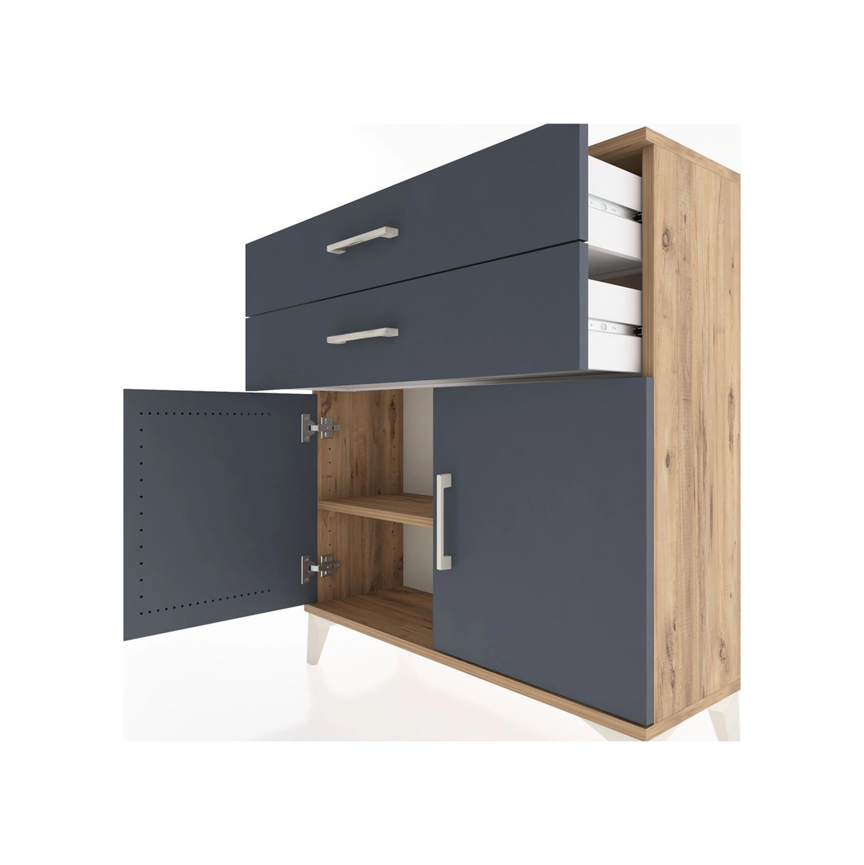 Arges Şifonyer Tek Raflı 2 Çekmeceli 2 Kapaklı 88x30x96 Çam-a... Çam