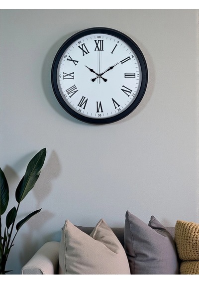 Siyah Klasik & Şık 40 Cm Metal Duvar Saati Çok Renkli
