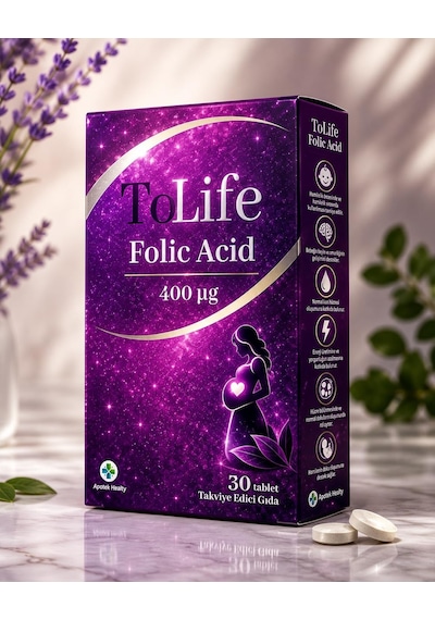Tolife Folic Acid 400 Μg + Vitamin B6 İçeren Takviye Edici Gıda 30 Tablet