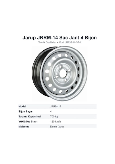 Jarup Jrrm-14 Karavan Römork Sac Jant 4 Bijon 700 Kg Jrrm-14-st-4