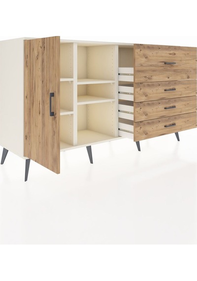 Kronos Konsol 4 Raflı 4 Çekmeceli Tek Kapaklı 176x59x99 Aytaşı-ç Aytaşı-çam