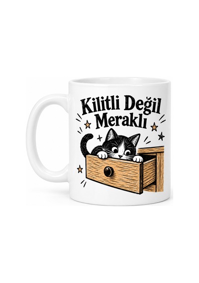 Bezos Kilitli Değil Meraklı Tasarımlı Porselen Kupa - Model 519 Ventra