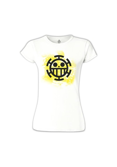 One Piece - Trafalgar Law Logo Beyaz Kadın Tshirt 001