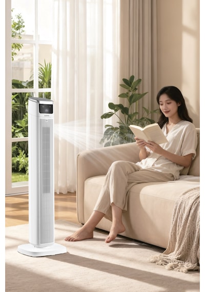 Auhma Acfn05 43" Kule Tipi Vantilatör Beyaz 45w Sessiz Çalışma 3 Hız Kademesi Led Dokunmatik E