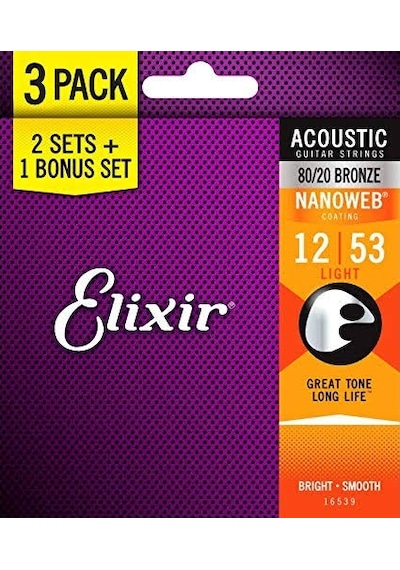 Elixir 16539 Nanoweb Bronze 3'Lü Akustik Gitar Teli 12-53