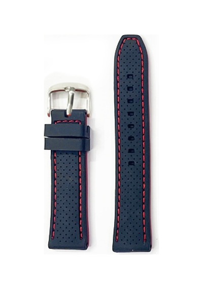 A-7 Silikon Kordon - Siyah - Kırmızı - 22mm
