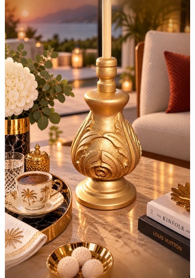 Gold Detaylı Krem Renkli Dantel Bali Sunum Şemsiyesi 34x30cm Dekoratif Şemsiye