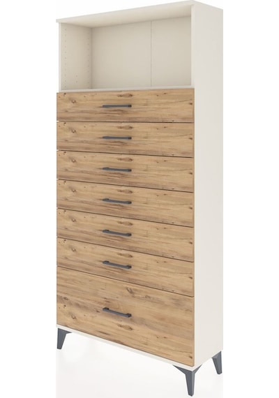 Arges Dolap Tek Raflı 7 Çekmeceli 88x30x182 Aytaşı-çam Aytaşı