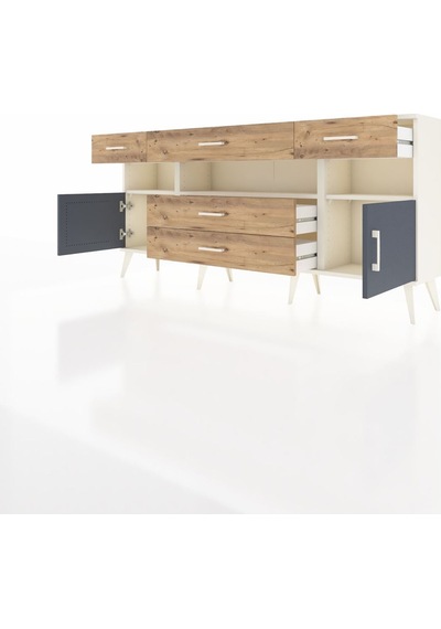 Arges Konsol 3 Raflı 5 Çekmeceli 2 Kapaklı 176x30x83 Aytaşı-antrasit/çam Antrasit/çam Arges Konsol 3 Raflı 5 Çekmeceli 2 Kapaklı 176x30x83 Aytaşı-antrasit/çam Antrasit/çam