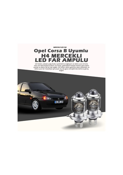 Opel Corsa B Uyumlu Mercek Led Xenon Uzun - Kısa Çift Renkli Şimşek Etkili