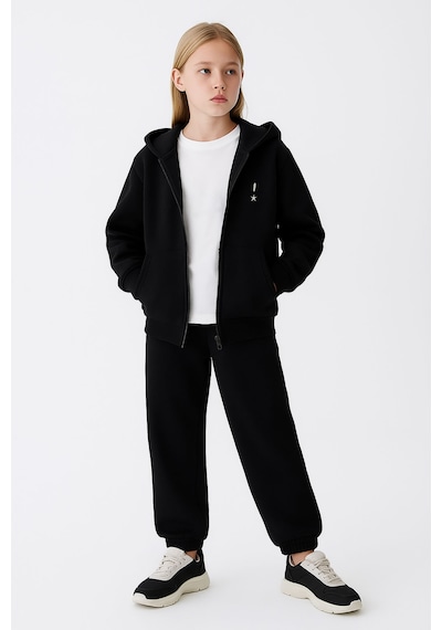 Beniizle Kapüşonlu Fermuarlı Çift Cepli Unisex Eşofman Takımı Siyah