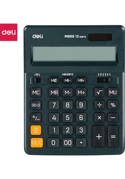Deli M888f Hesap Makinesi Çift Hafızalı 12 Haneli Koyu Yeşil 100147226 Yeşil