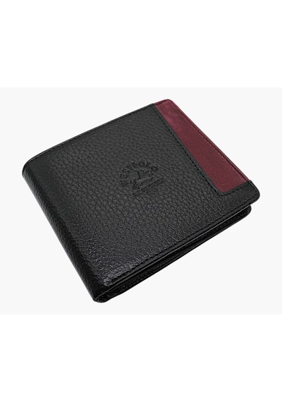 Westpolo Hakiki Deri Kağıt Para Ve Bol Kart Bölmeli Slim Unisex Cüzdan - Siyah-bordo Siyah-cr Bordo
