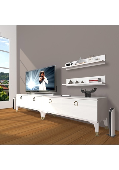 Decoraktiv Eko 220t Mdf Gold Tv Ünitesi Tv Sehpası Beyaz - Antrasit