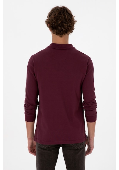U.S. Polo Assn. Erkek Regular Fit Polo Yaka Koyu Bordo Basic Sweatshirt 50307757-VR177 U.S. Polo Assn. Erkek Regular Fit Polo Yaka Koyu Bordo Basic Sweatshirt 50307757-VR177