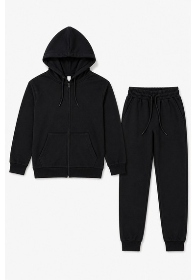Beniizle Kapüşonlu Unisex Çocuk Eşofman Takımı Siyah