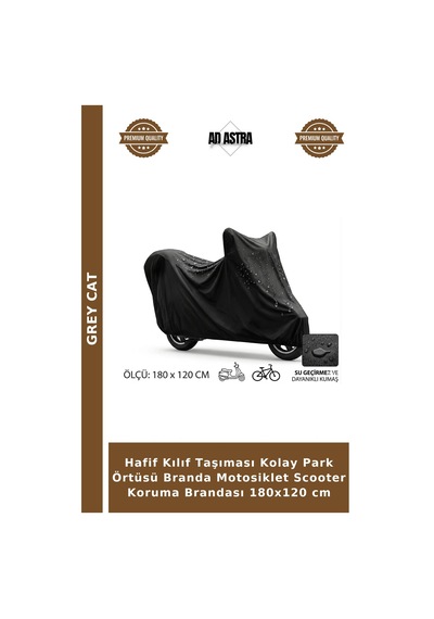 Hafif Kılıf Taşıması Kolay Park Örtüsü Branda Motosiklet Scooter Koruma Brandası 180x120 Cm