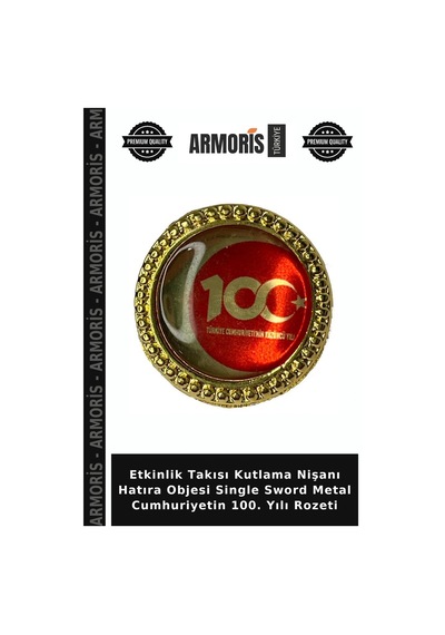 Etkinlik Takısı Kutlama Nişanı Hatıra Objesi Single Sword Metal Cumhuriyetin 100. Yılı Rozeti Çok Renkli