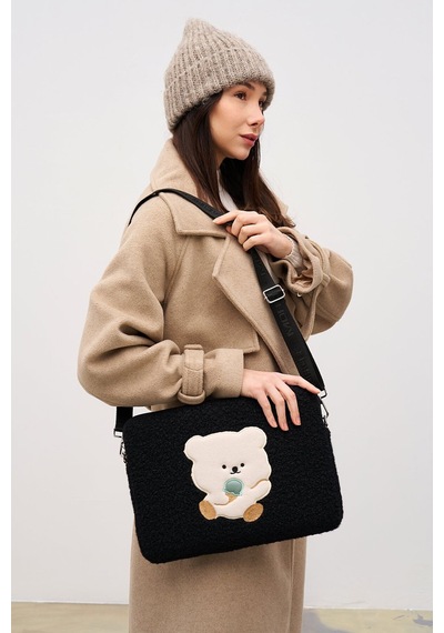Mussen Teddy Bear Laptop Kılıfı 13" & 14" İnç Uyumlu Siyah