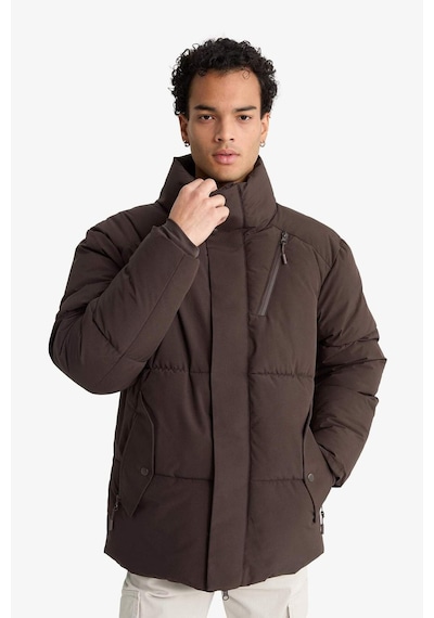 Defacto Su İtici Regular Fit Dik Yaka İç Cepli Fermuarlı Cepli Mont F5711ax25wnbn338 Kahve-bn338