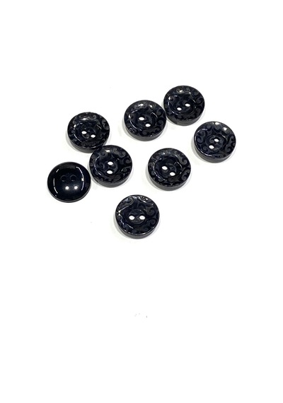 Hırka Yelek Düğmesi / Desenli Üstten Delikli / Siyah / 1,7 Cm / 8 Li Set
