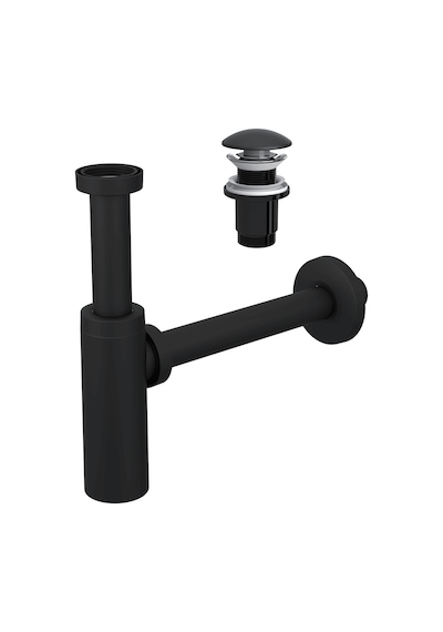 Suera Moon Ayarlanabilir Lavabo Sifonu + Elixir Pop-up Set Siyah - Taşma Deliksiz