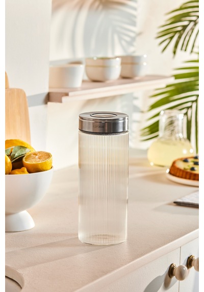 Karaca Ripple Inox Cam Saklama Kabı 1300 Ml Beyaz