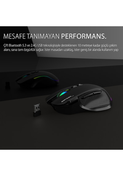 Profesyonel 8 Tuşlu Rgb Gaming Oyuncu Mouse Bluetooth 5.3 Kablosuz & Kablolu Img-gt22