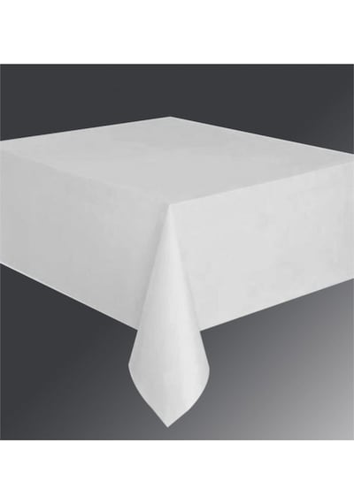 Cansüs Beyaz Kullan At Plastik Masa Örtüsü Doğum Günü Partisi 120x180cm