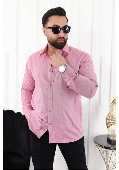 Mcz Giyim Pembe Renk Regular Klasik Erkek Gömlek