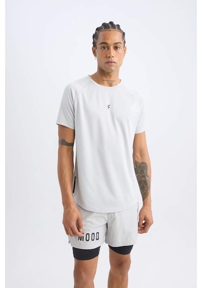 DeFactoFit Hızlı Kuruyan Slim Fit Dar Kesim Bisiklet Yaka Baskılı Sporcu Kısa Kollu Tişört V2887AZ25SPGR91