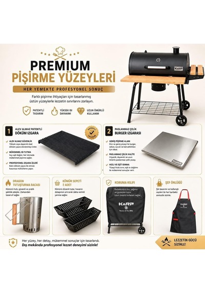 Karp 75cm Tam Set Bbq Mangal Termometre Dahil, Yan Ahşap Tablalar, Alt Depolama Rafı, Tekerlekli Taşınabilir, Kömürlü Barbekü Diğer Karp 75cm Tam Set Bbq Mangal Termometre Dahil, Yan Ahşap Tablalar, Alt Depolama Rafı, Tekerlekli Taşınabilir, Kömürlü Barbekü Diğer
