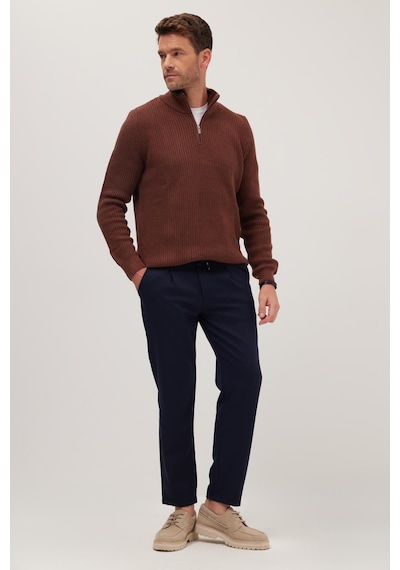 Tudors Erkek Slim Fit Dar Kesim Lastikli Bağcık Detaylı Lacivert Pantolon-38238 Lacivert