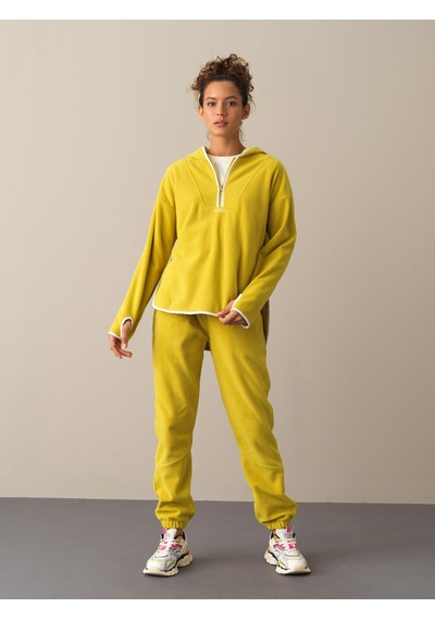 Xint Sarı Oversize Kapüşonlu Polar Sweatshirt 400525