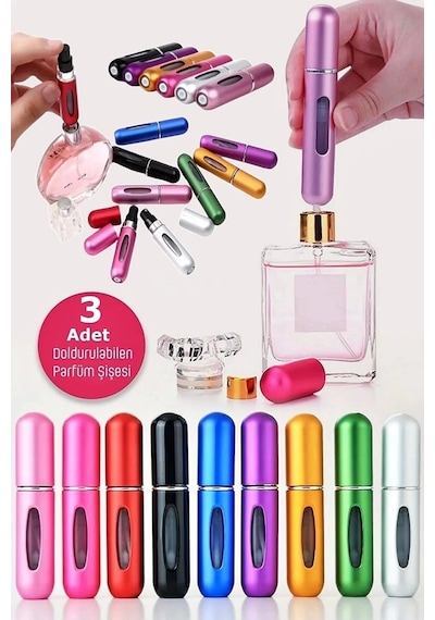 Doldurulabilir Mini Parfüm Şişesi Renkli Cep Sprey Parfüm Şişesi 4 ML