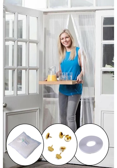 Mıknatıslı Manyetik Kapı Sinekliği Sineklik Tülü Perde 60cm X 210cm 2 Adet Tül Diğer