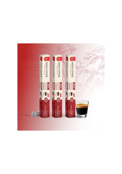Nish Coffee Single Orijin Kapsül Kahve Colombia Nespresso Uyumlu 3lü Set 30 Kapsül Kapsül Kahve