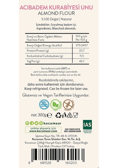 Kocamaar Çiftliği Acıbadem Kurabiyesi Unu 300 G