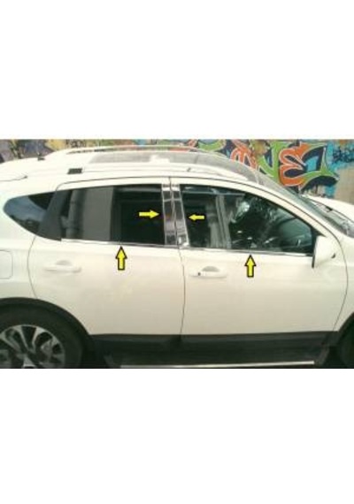 Nissan Qashqai Cam Çıtası 2010 - 2014 4 Parça Krom P.Çelik Paslan