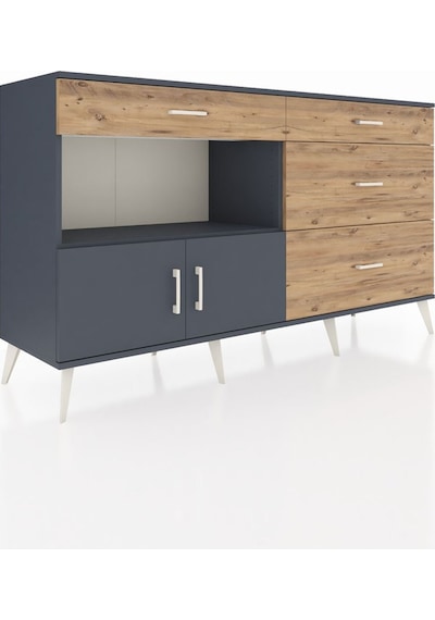 Hyperion Konsol Tek Raflı 4 Çekmeceli 2 Kapaklı 176x44x99 Antrasi Antrasit-antrasit/çam Hyperion Konsol Tek Raflı 4 Çekmeceli 2 Kapaklı 176x44x99 Antrasi Antrasit-antrasit/çam
