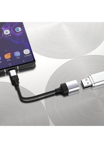 Lenyes Ax122 Usb To Type-c Dönüştürücü Otg Kablo Siyah Siyah