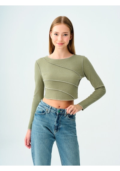 Slim Fit Kadın Top Koyu Yeşil