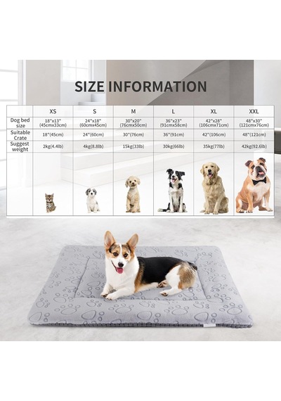 Köpek Yatağı Mat, Çift Amaçlı Yıkanabilir Yastık, Yumuşak Premium Peluş Köpek Sandığı Minderi, Küçük/orta/büyük Köpekler Ve Kediler İçin Yatak Fc014 Gri, 76 X 50 Cm
