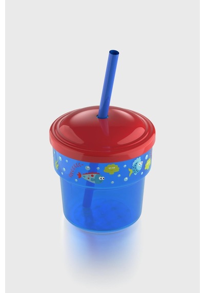 Renga Fizbo Balık Desenli 250 Ml Pipetli Pp Bebek Bardak 222049 Mavi - Kırmızı